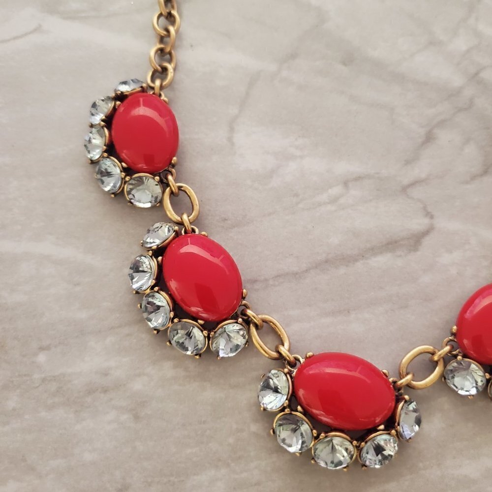 ✨ Stella & Dot Red Rhinestone Crystals Cluster antiqued distressed Statement ✨ - Picture 7 of 13